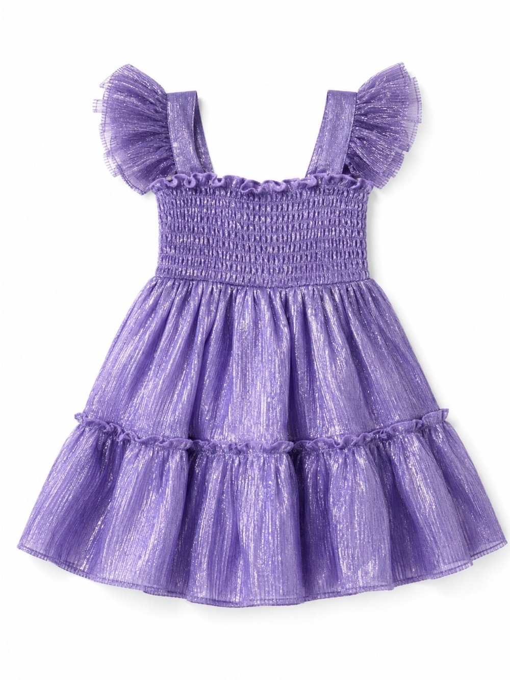 NWOT- Girls Zunie Size 3T Purple Metallic Ruffled sleeveless casual Sundress